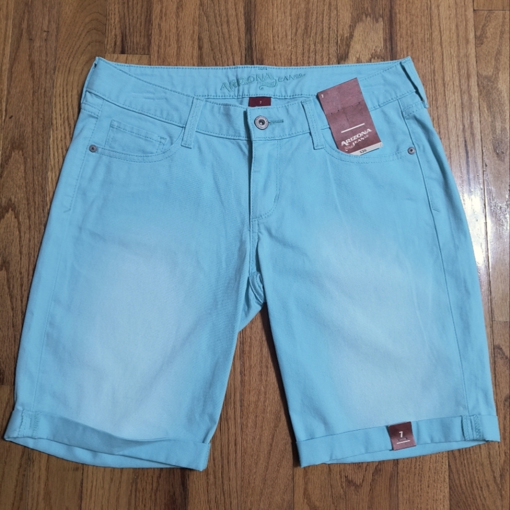 NWT Arizona Jeans Blue Curacao Bermuda Shorts, Women's Size 7
